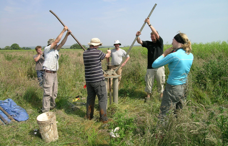The team taking core samples.